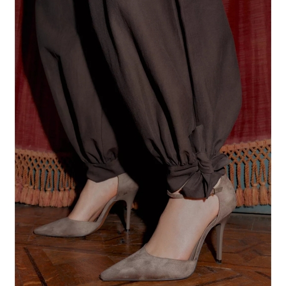 Zara Balloon Pants Bow Brown Size L - Picture 10 of 15